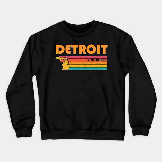 Detroit Michigan Vintage Distressed Souvenir Crewneck Sweatshirt by NickDezArts